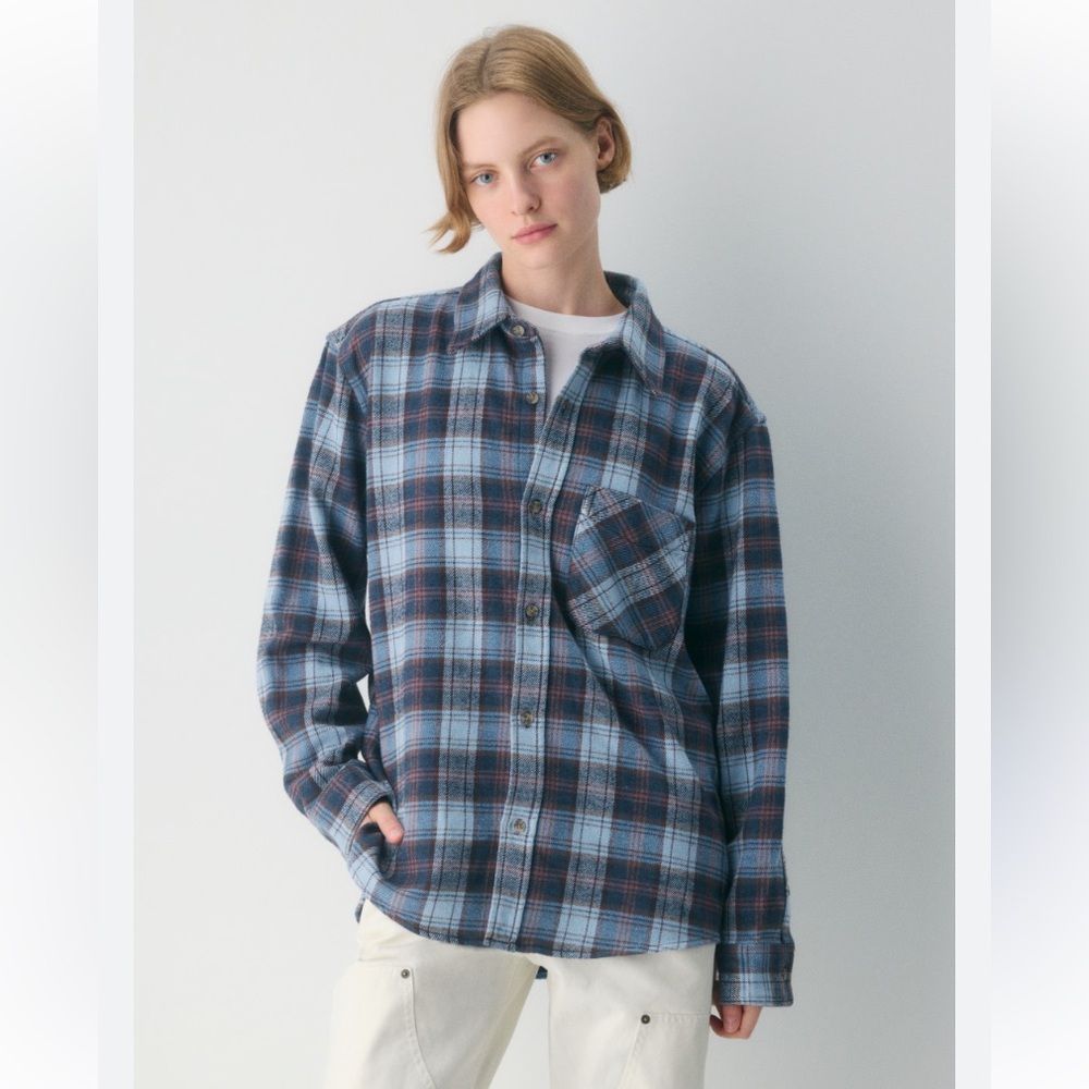 NWT Arizita TNA Radcliff Oversized Plaid Flannel Button down Shirt  Size S